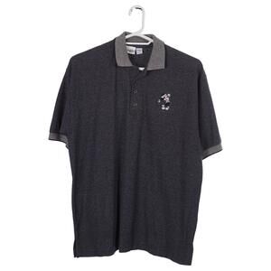 Walt Disney World Polo Shirt Men XL Gray Mickey Golf Short Sleeve Vintage